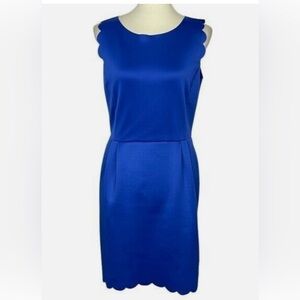NWT - Carolina Belle Dress Blue Scallop Edge Sleeveless Stretch Montreal Size 4